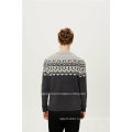 50%Lambs Wool50%Nylon Jacquard Pullover Knit Sweater for Men